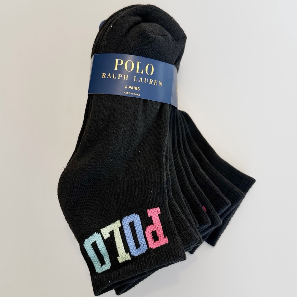 Polo Ralph Lauren Men`s Half Cushioned No Show Socks 6 Pack